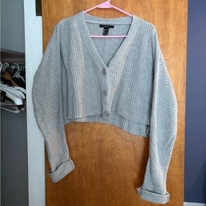 Forever 21 Light Gray Button-Up Cardigan